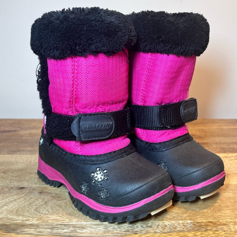 Baffin Girls Pink & Black Winter Snow Boots — US Size 6